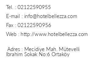 Bellezza Hotel iletiim bilgileri